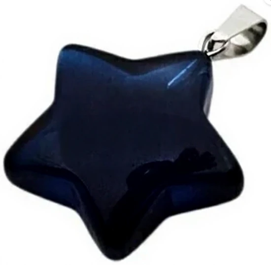 Dije de acero quirurgico estrella azul oscuro 20mm
